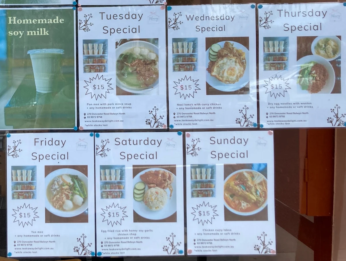 Menu, Teekaway Delight
