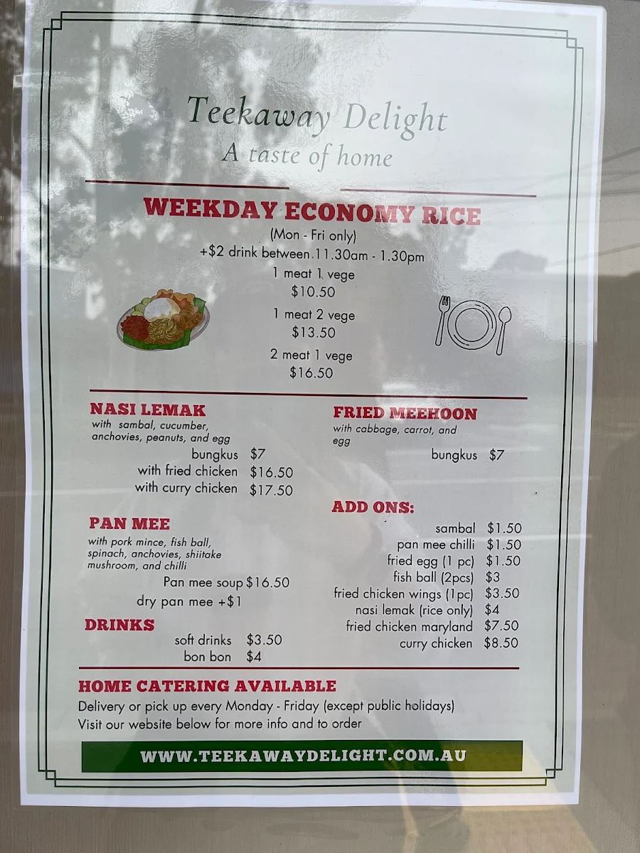 Menu, Teekaway Delight