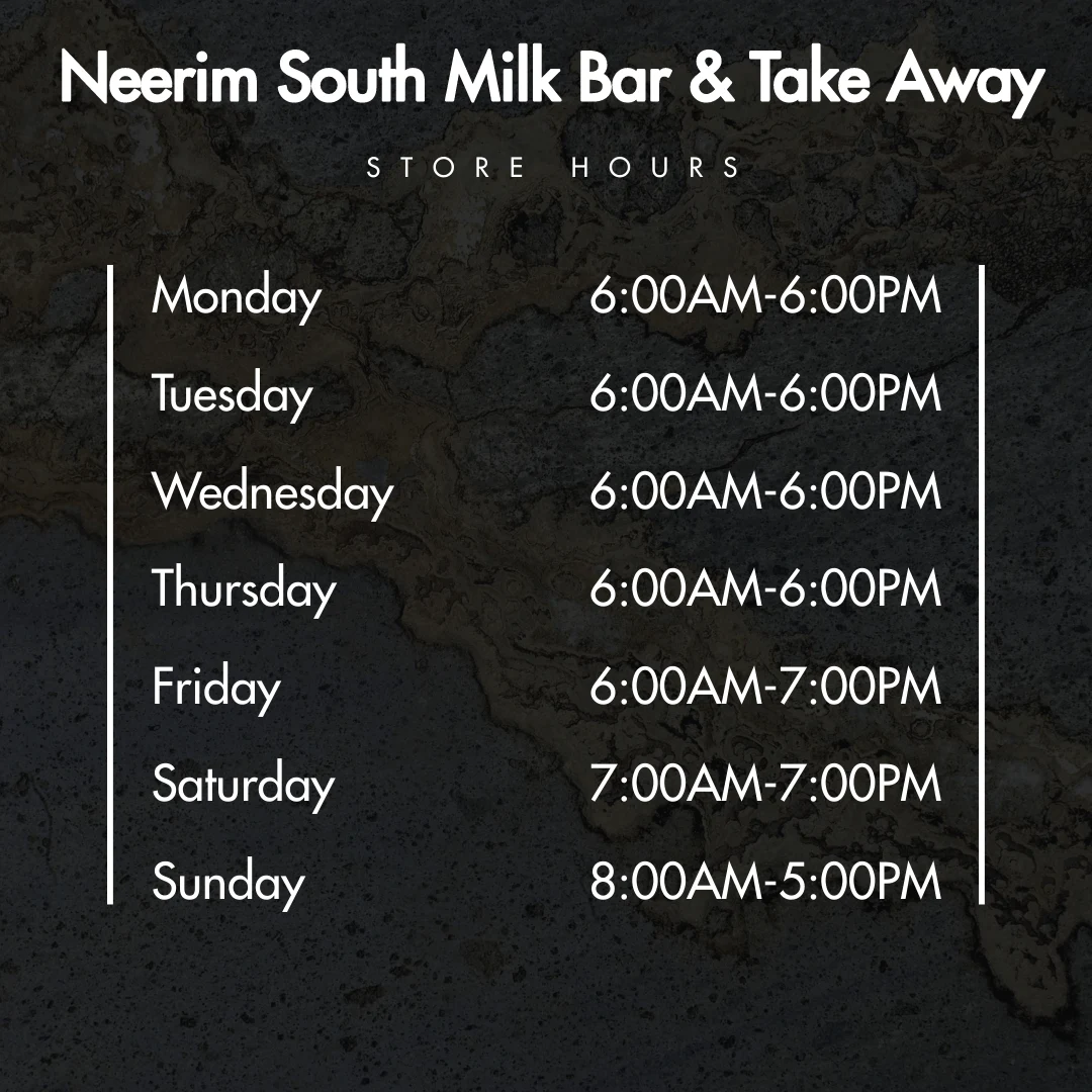 Menu, Neerim South Milk Bar & Takeaway