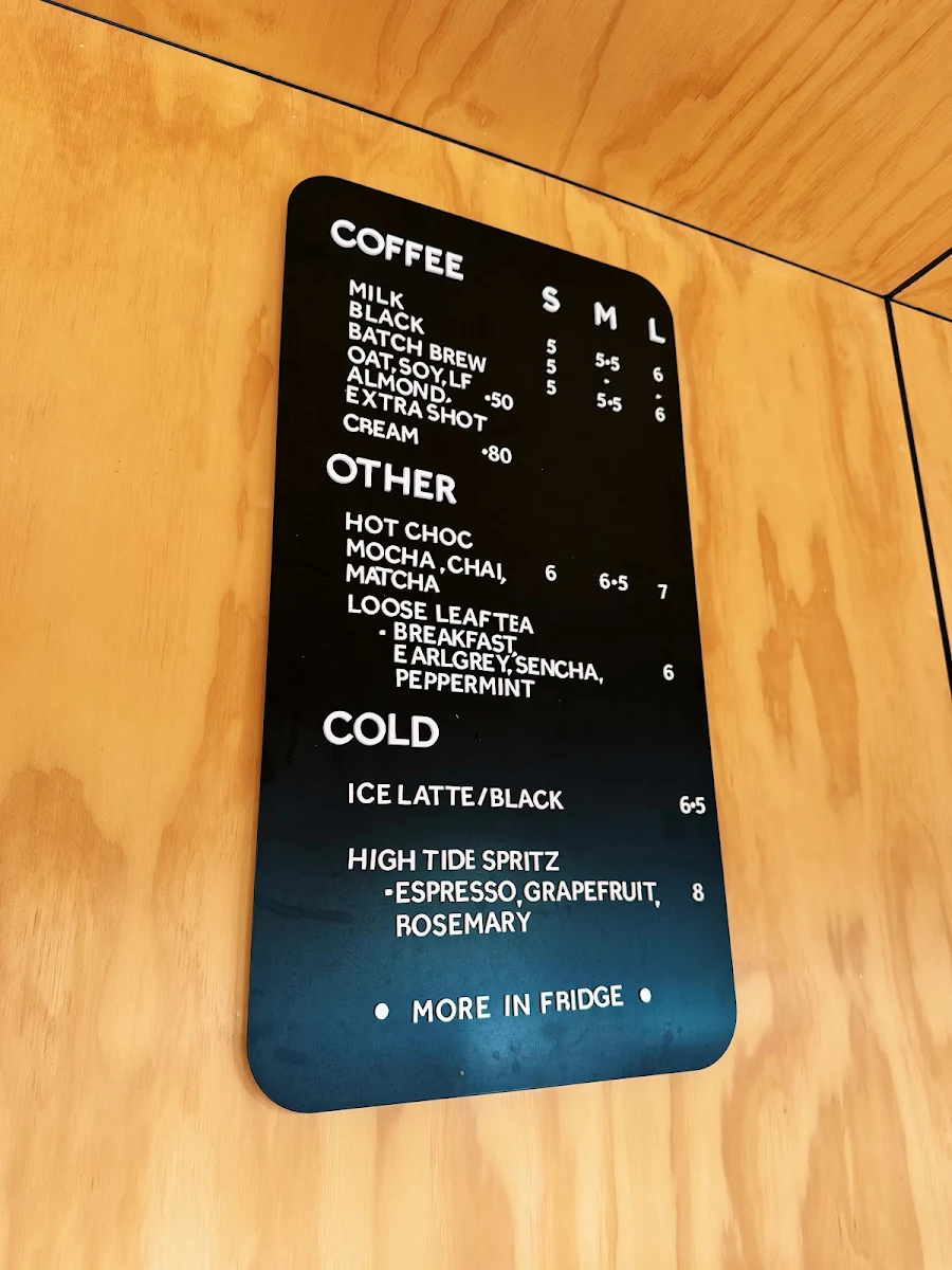 Menu, Tidal Coffee