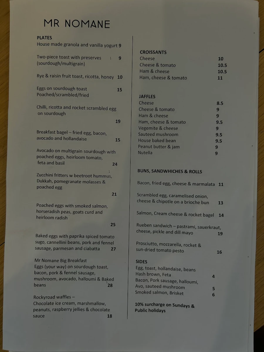 Menu, Mr Nomane