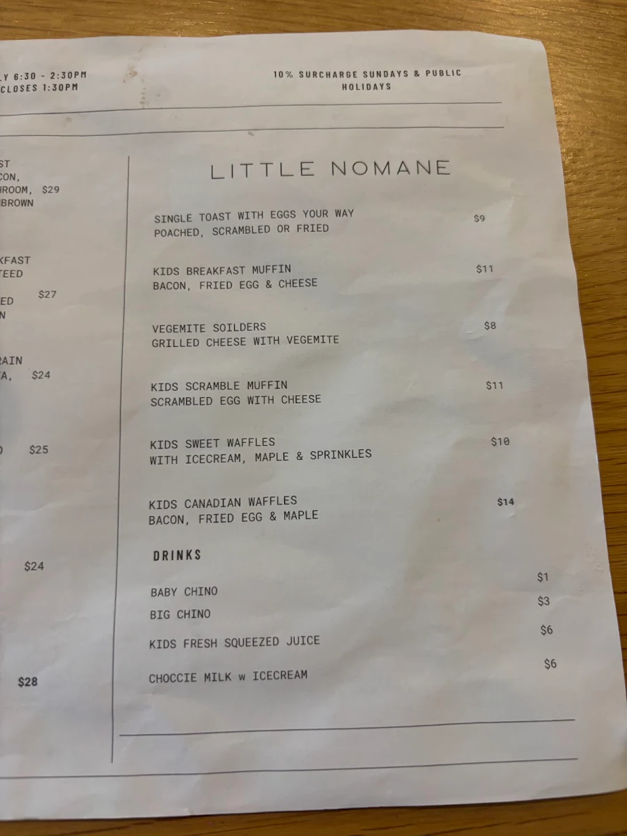 Menu, Mr Nomane
