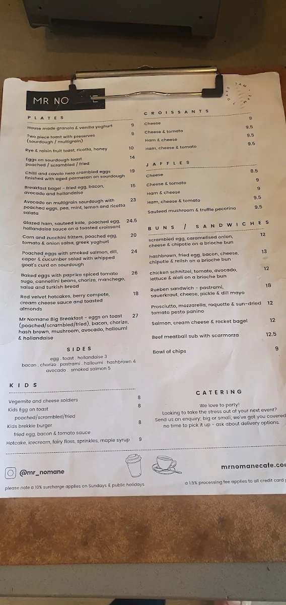 Menu, Mr Nomane