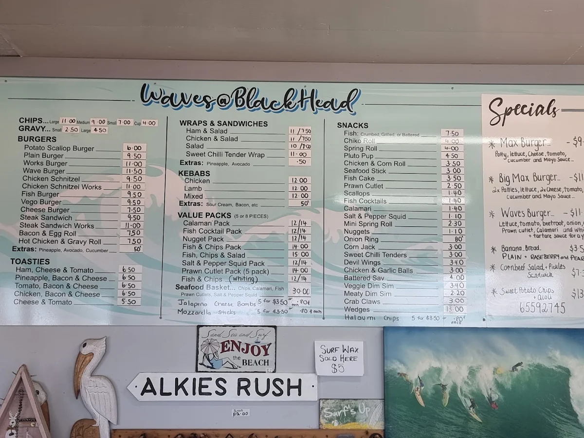 Menu, Hallidays Point Store