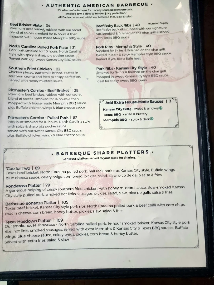 Menu, BLUEGRASS BBQ Albion