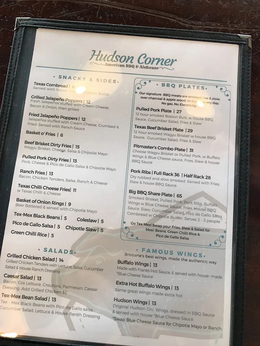 Menu, BLUEGRASS BBQ Albion
