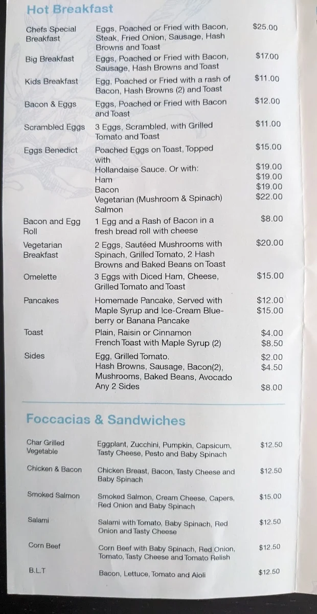 Menu, Gurus cafe and Seafood