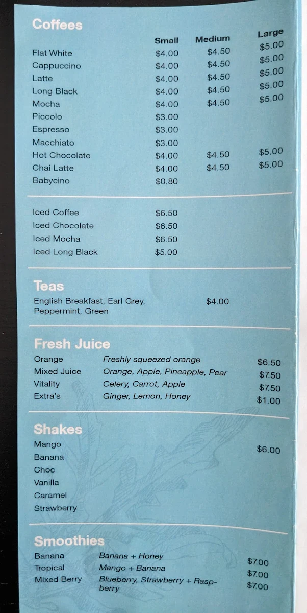 Menu, Gurus cafe and Seafood
