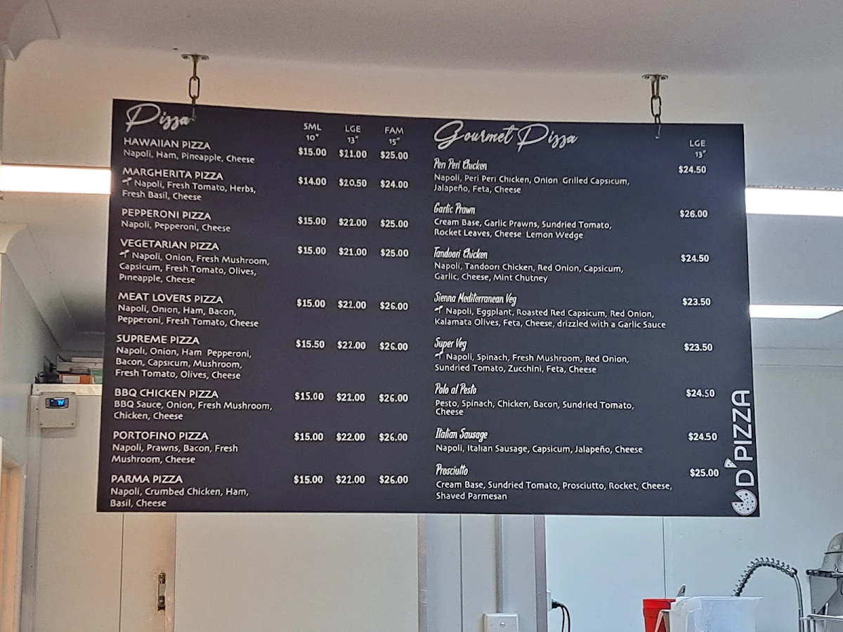 Menu, D'Pizza
