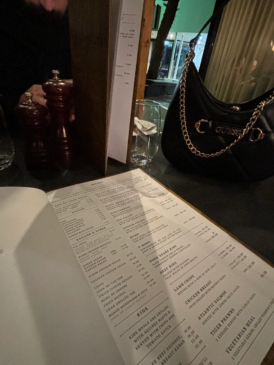 Menu, Squire's Loft Torquay