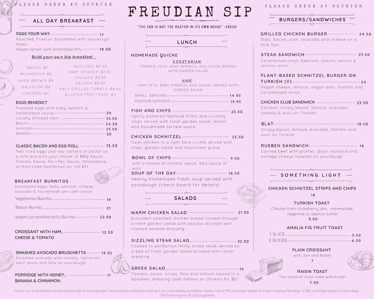Menu, Freudian Sip