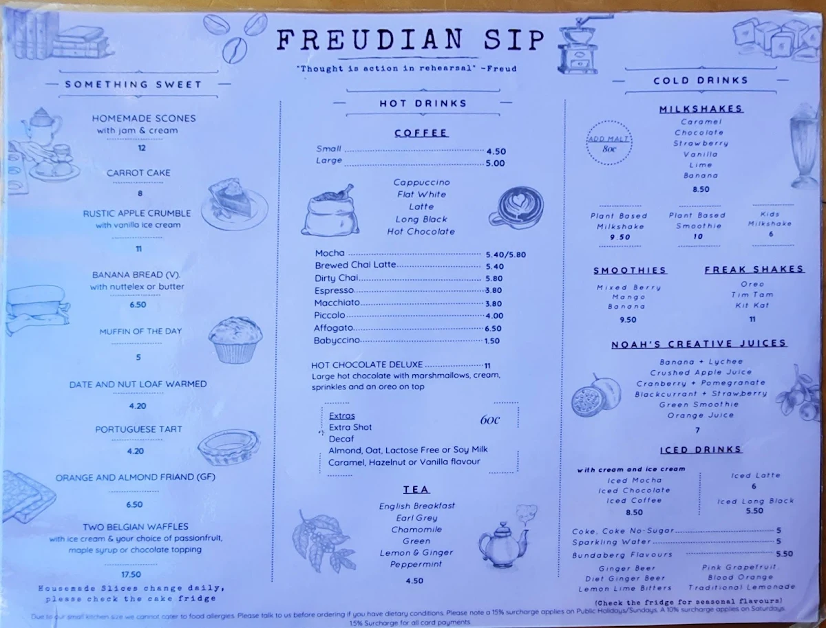 Menu, Freudian Sip