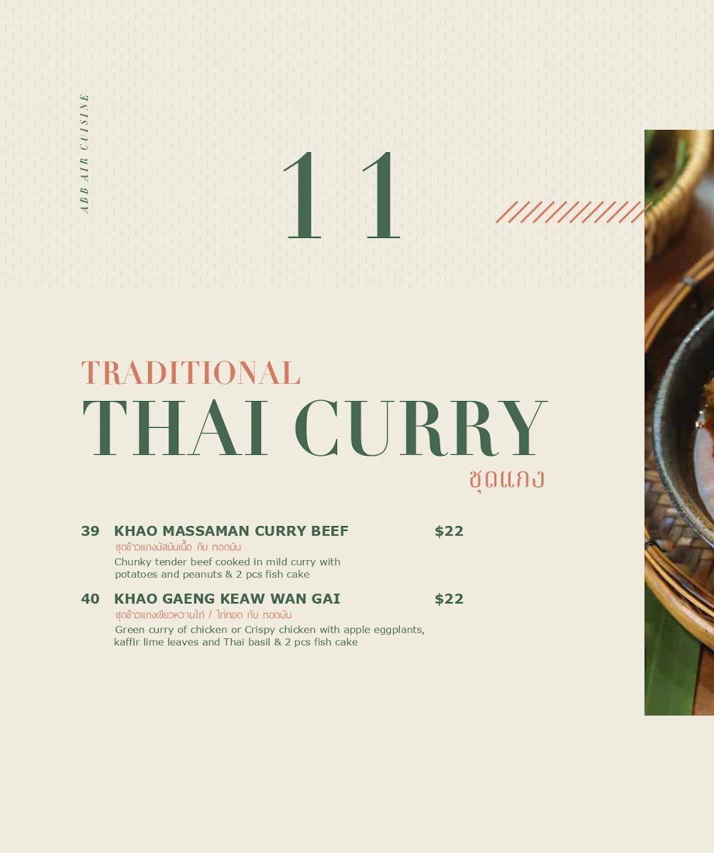 Menu, Abb Air Thai - World Square
