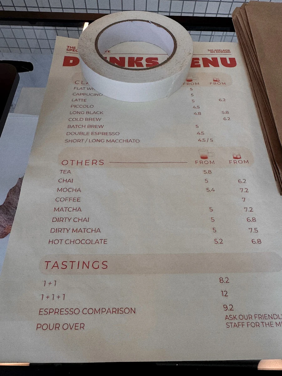 Menu, The Hideout Specialty Coffee on St Pauls Ter