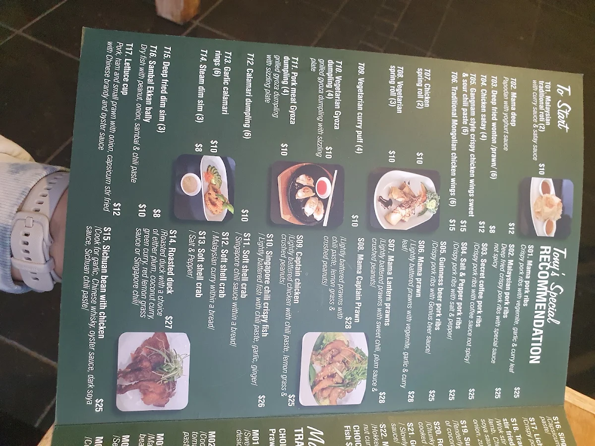 Menu, Lucky Mama Malaysian Restaurant