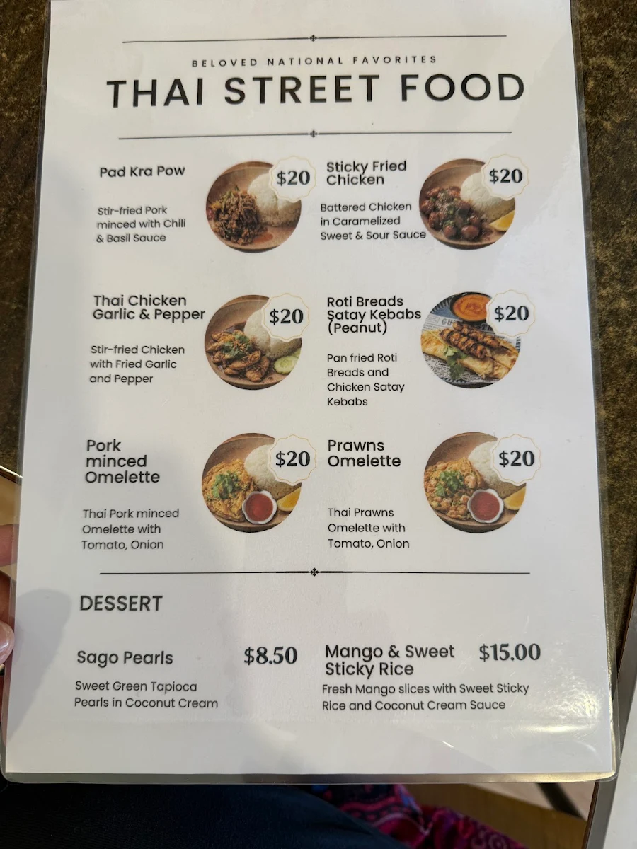 Menu, Thai Smile Burnie