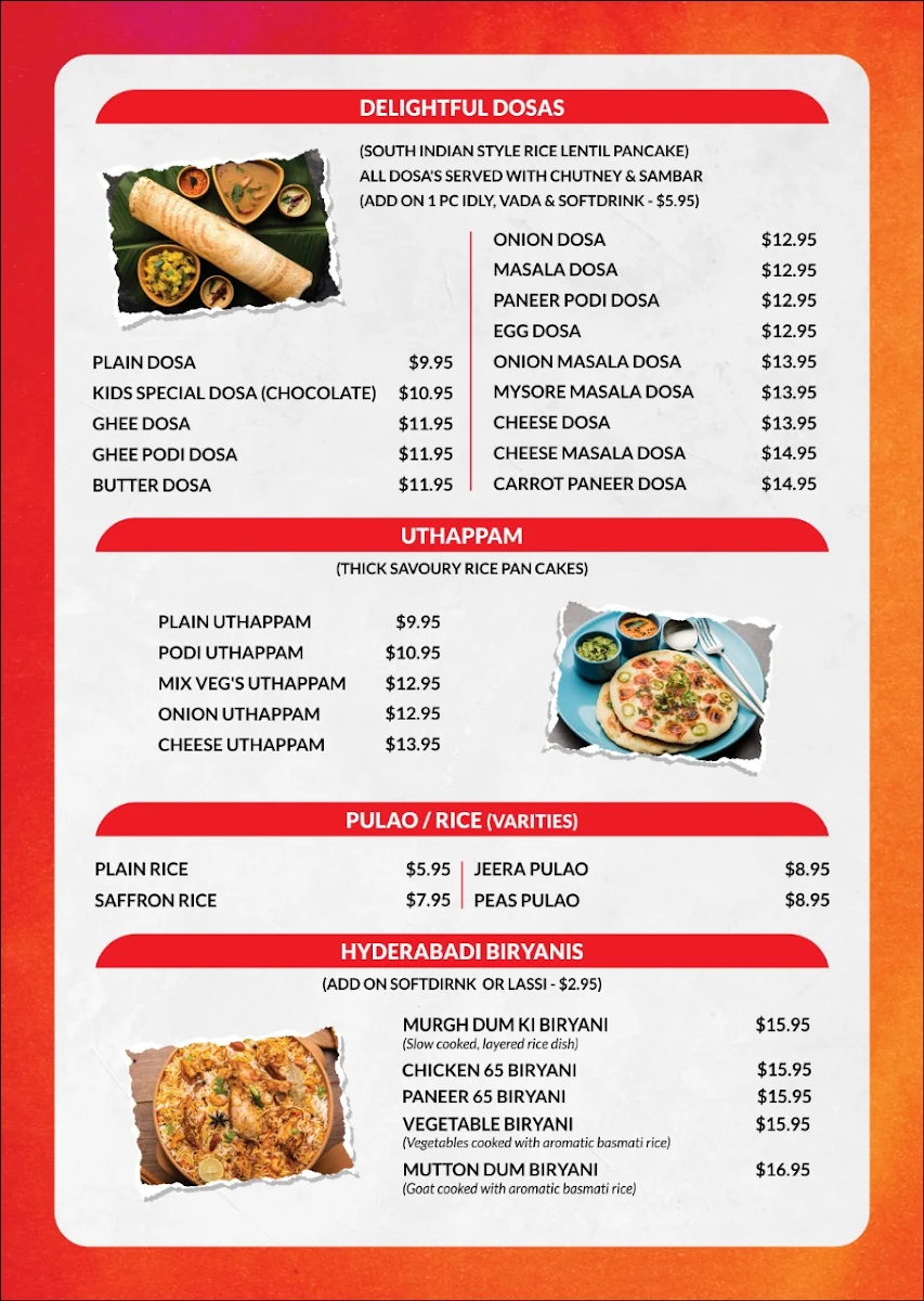Menu, Indian Maama