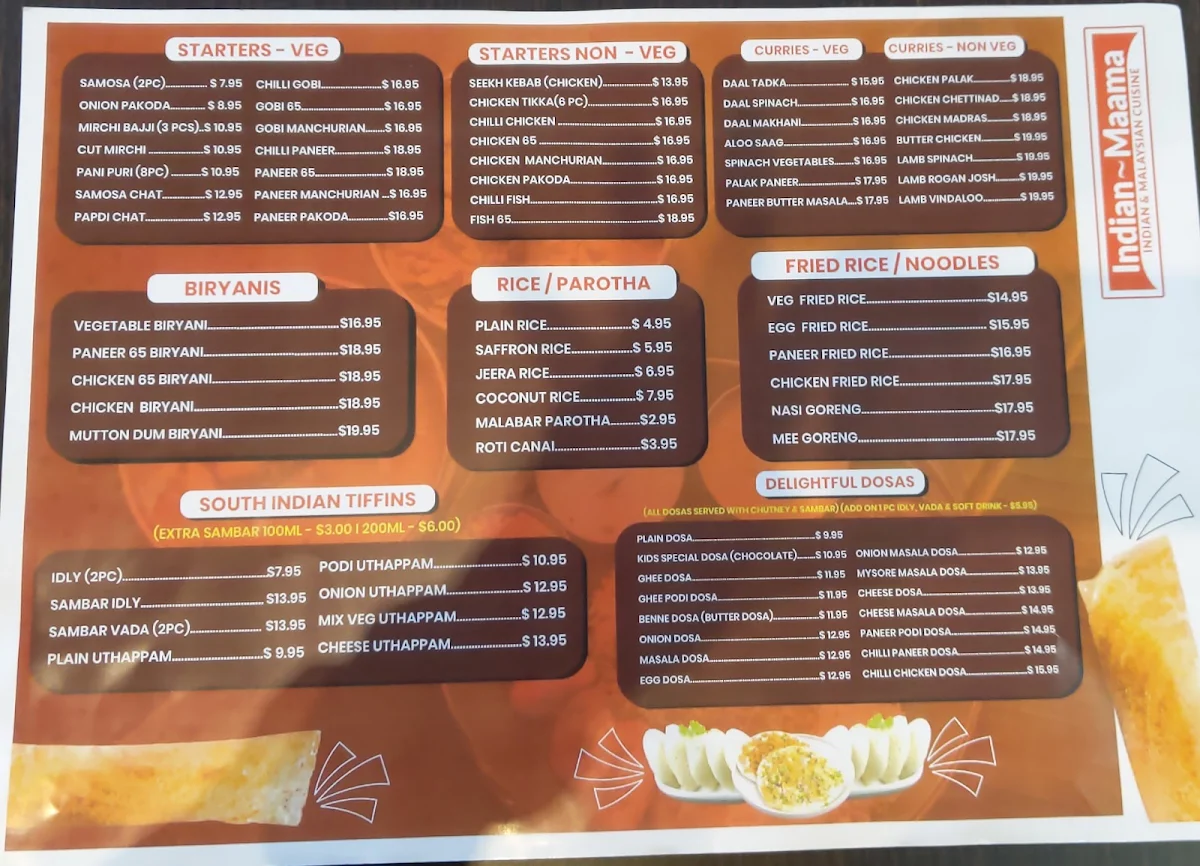 Menu, Indian Maama