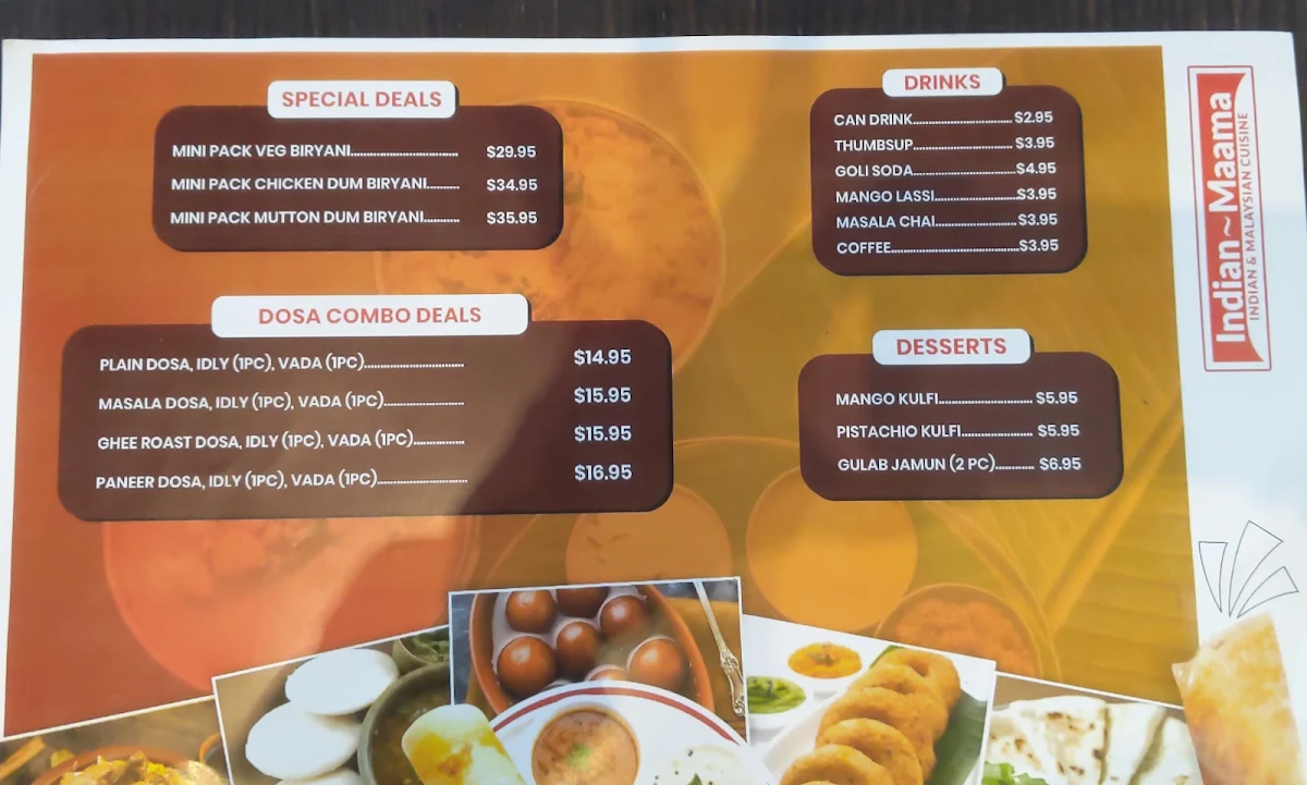 Menu, Indian Maama