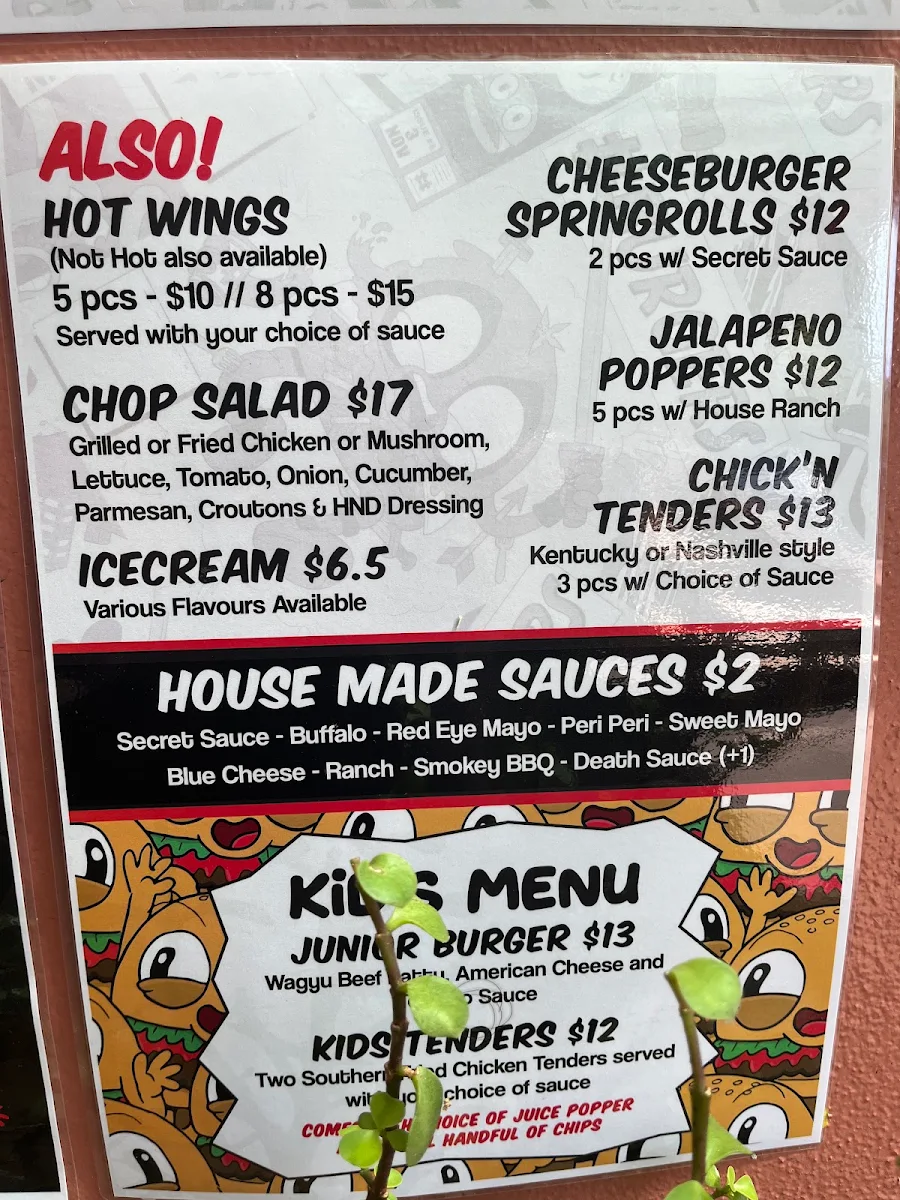 Menu, High N' Dry