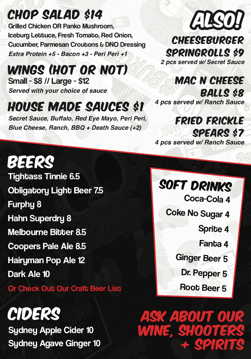 Menu, High N' Dry