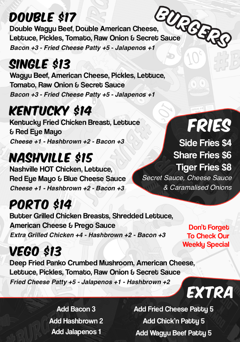 Menu, High N' Dry