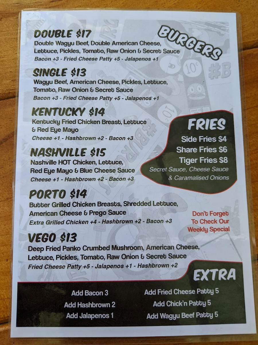 Menu, High N' Dry