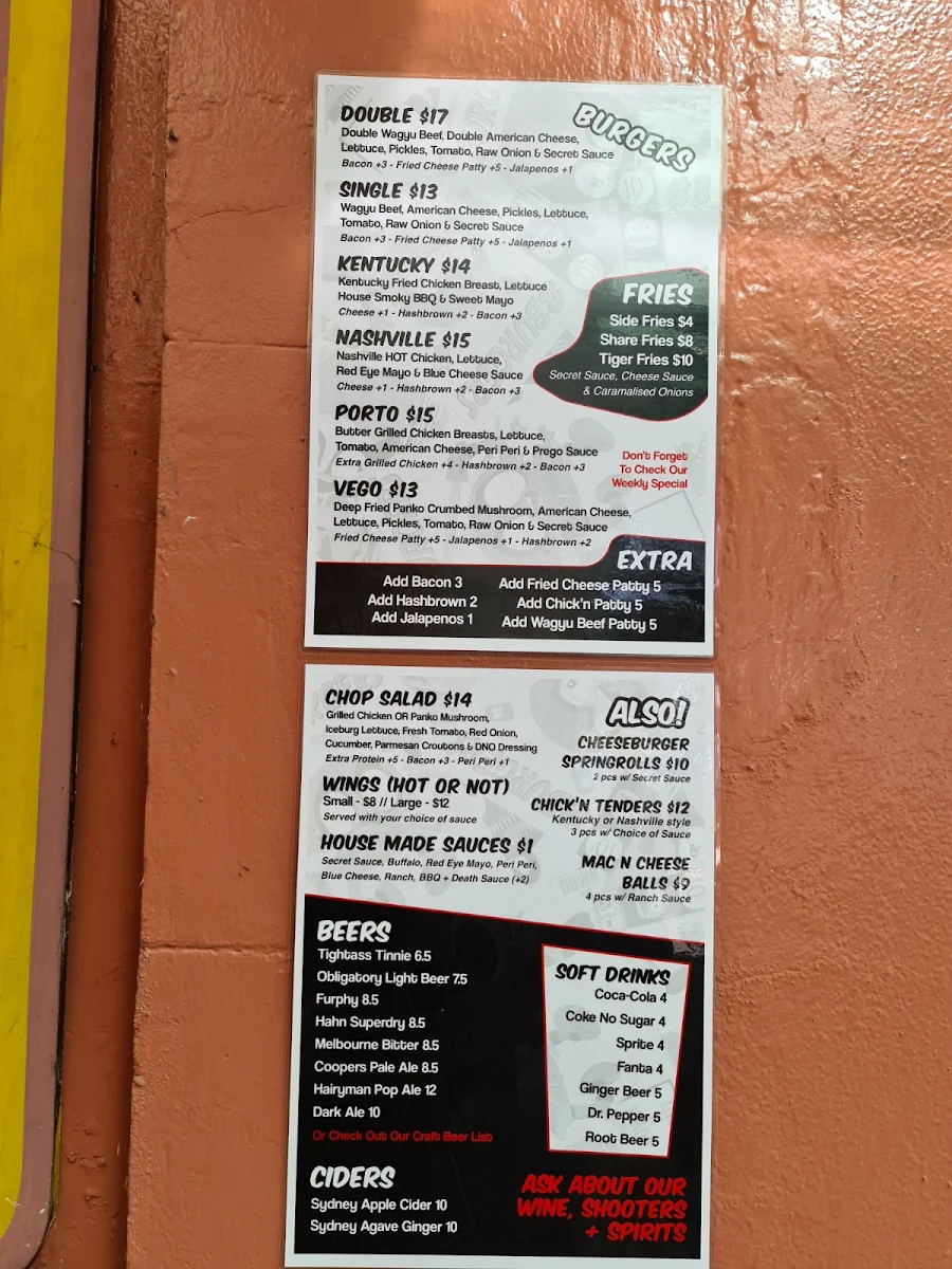 Menu, High N' Dry