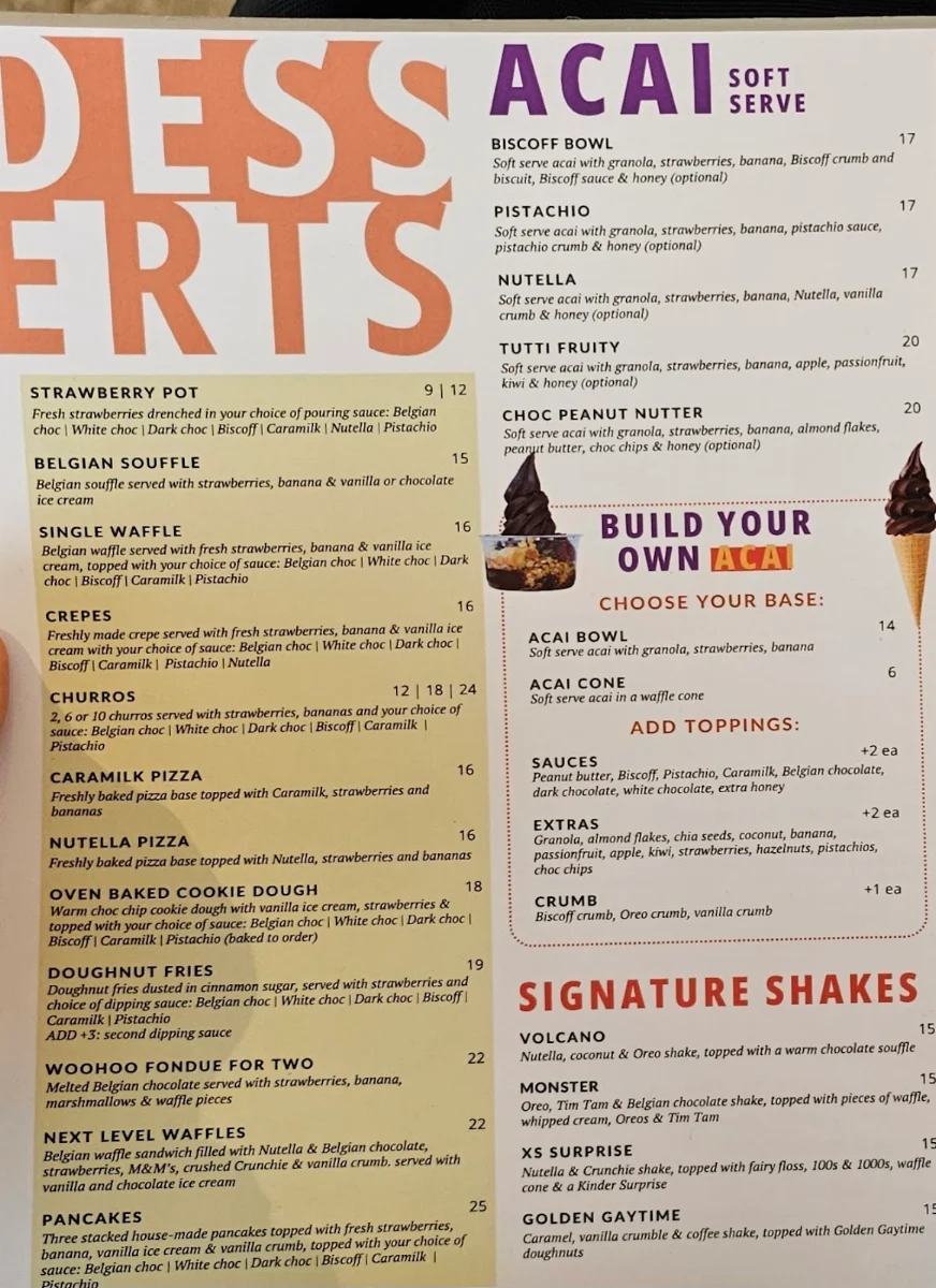 Menu, XS Espresso Revesby