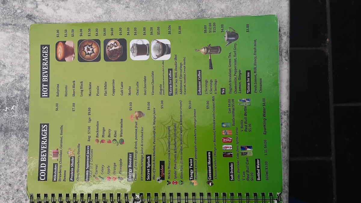 Menu, Sweet City Cafe