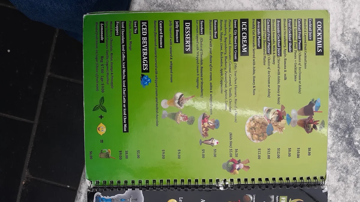 Menu, Sweet City Cafe