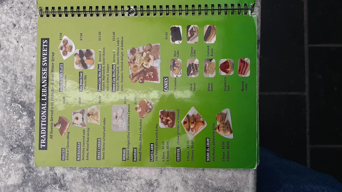 Menu, Sweet City Cafe