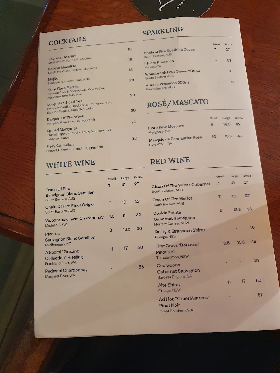 Menu, Horse and Jockey Hotel