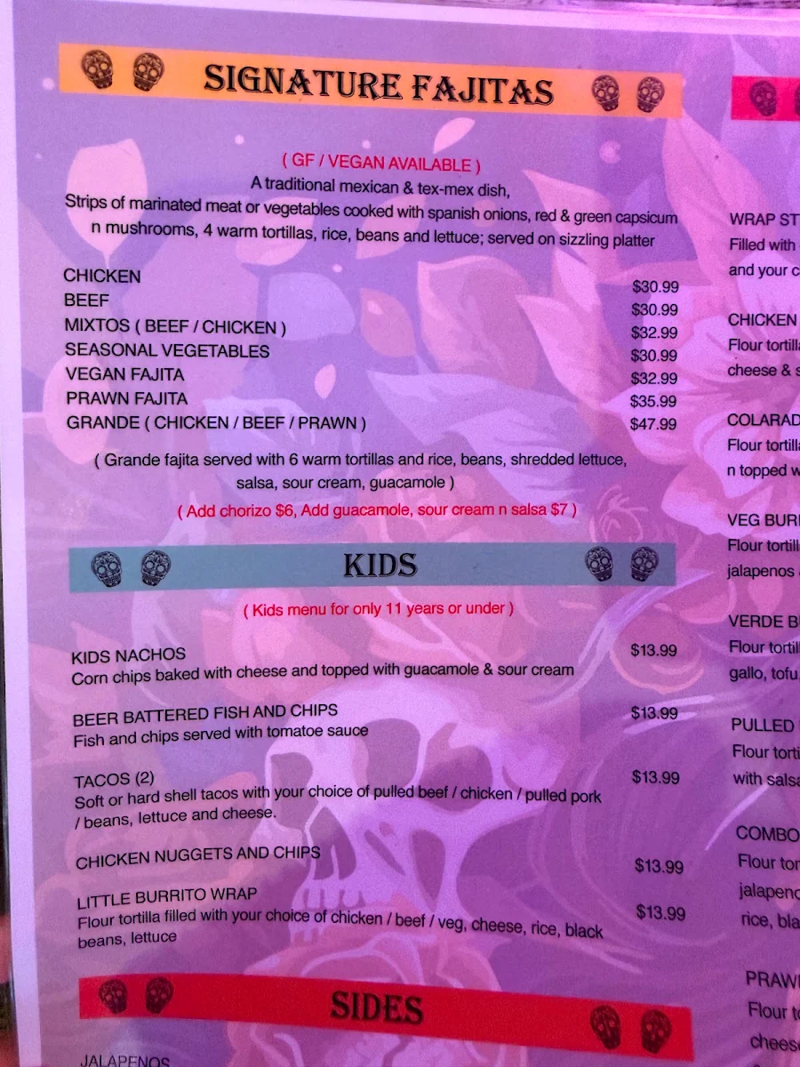 Menu, Sol Agave