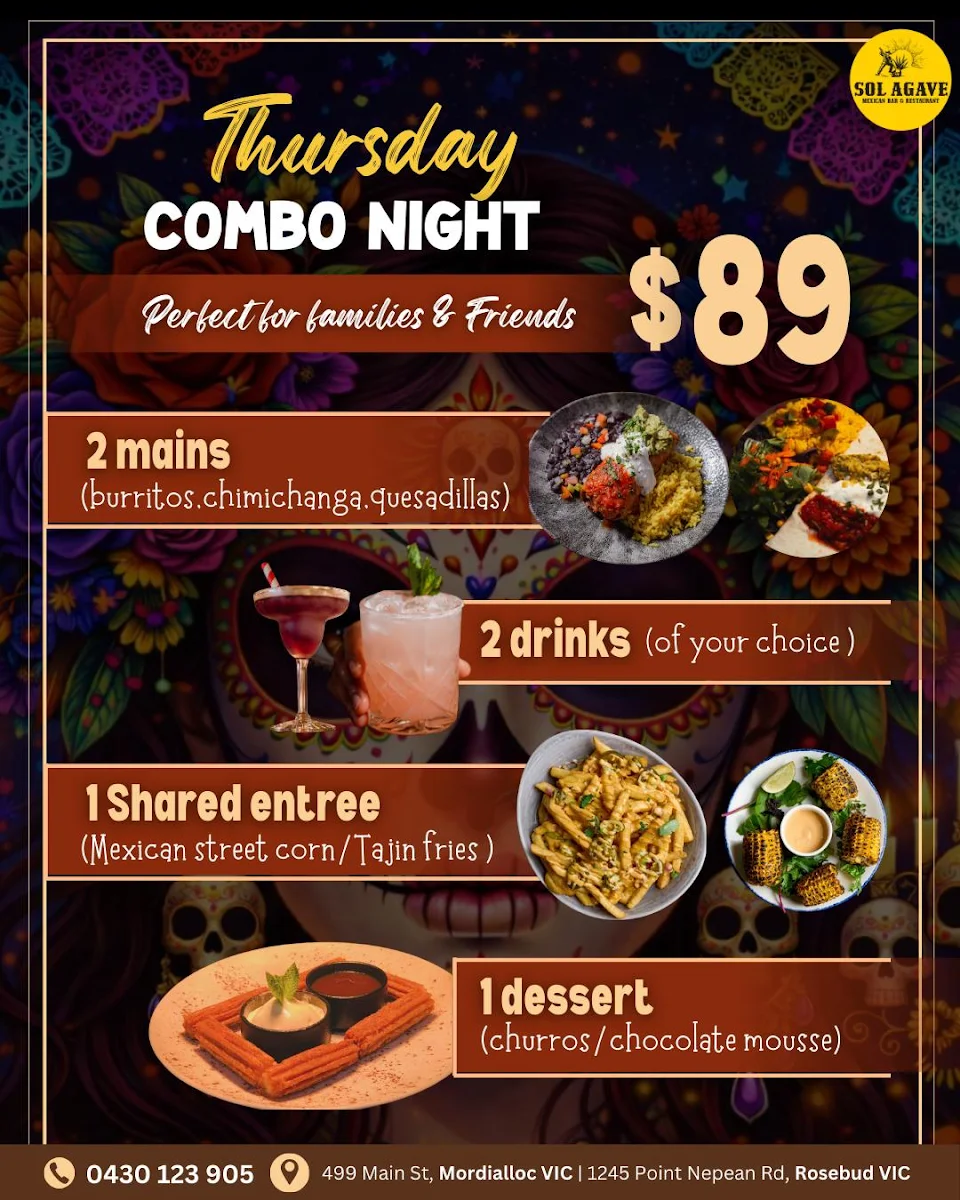 Menu, Sol Agave