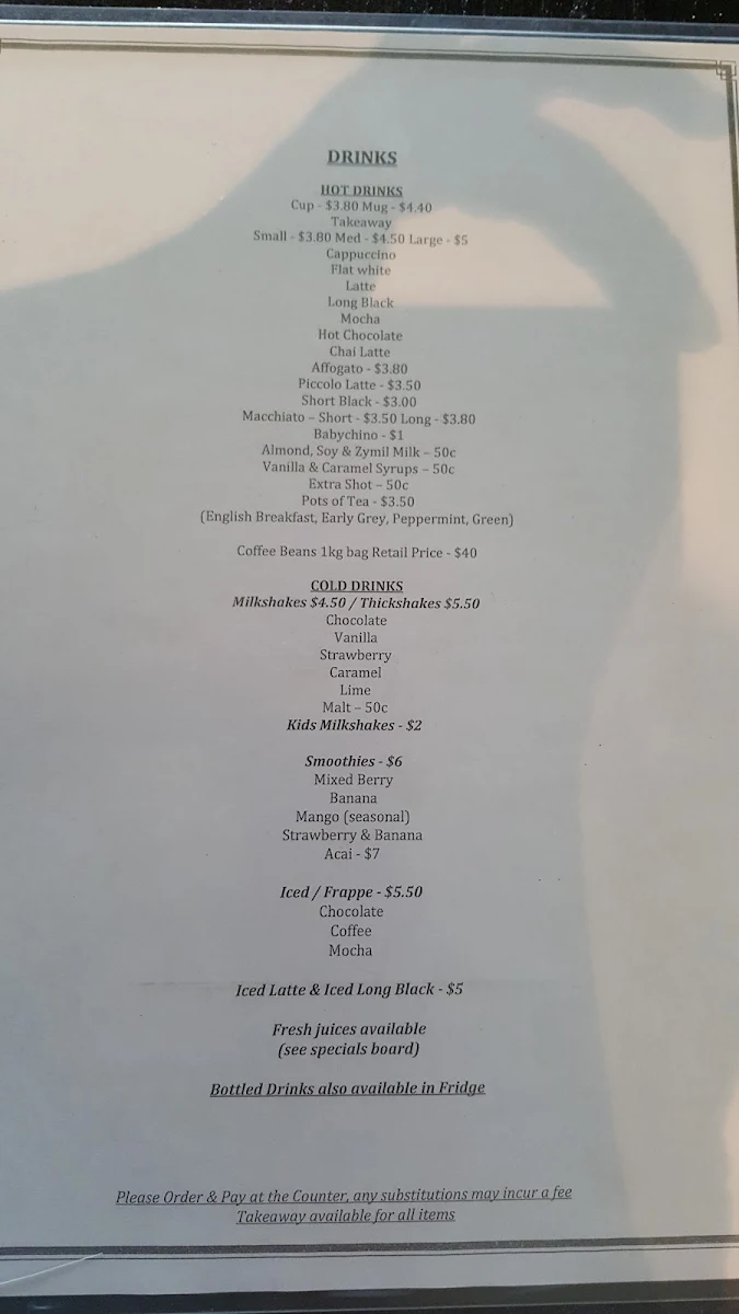 Menu, Black Lime Cafe