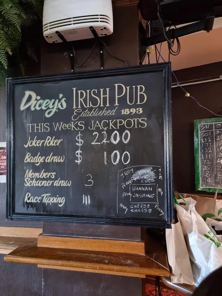 Menu, Dicey Riley's Hotel