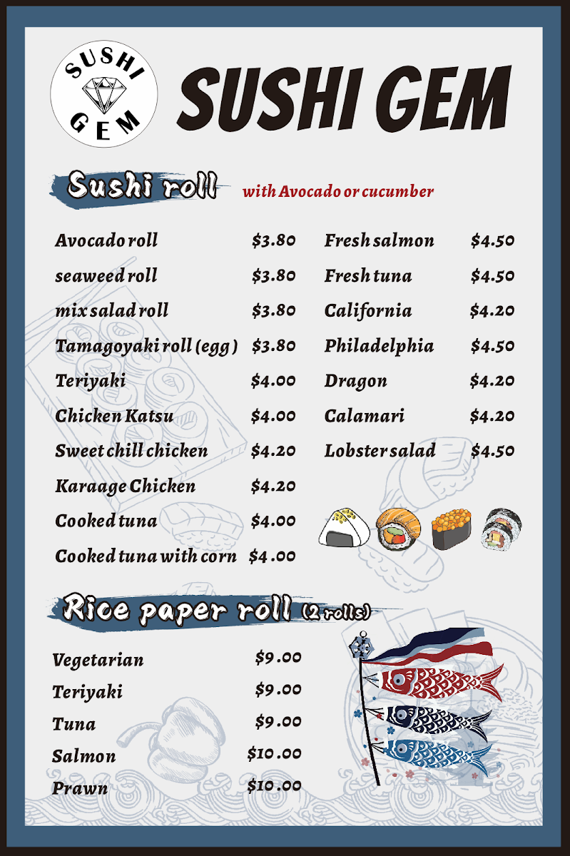 Menu, Sushi Fun