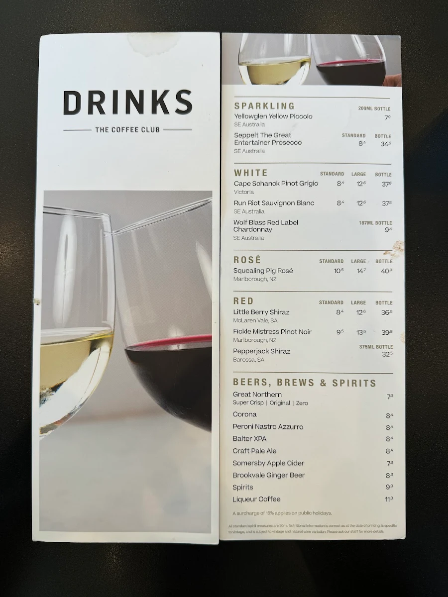 Menu, The Coffee Club Café - Point Cook VIC