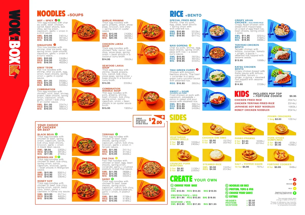 Menu, Wokinabox