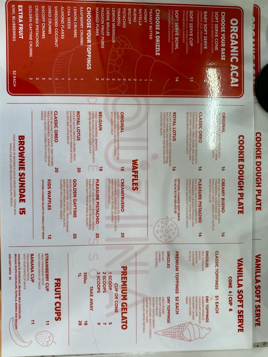 Menu, Mouzina Soda and Espresso