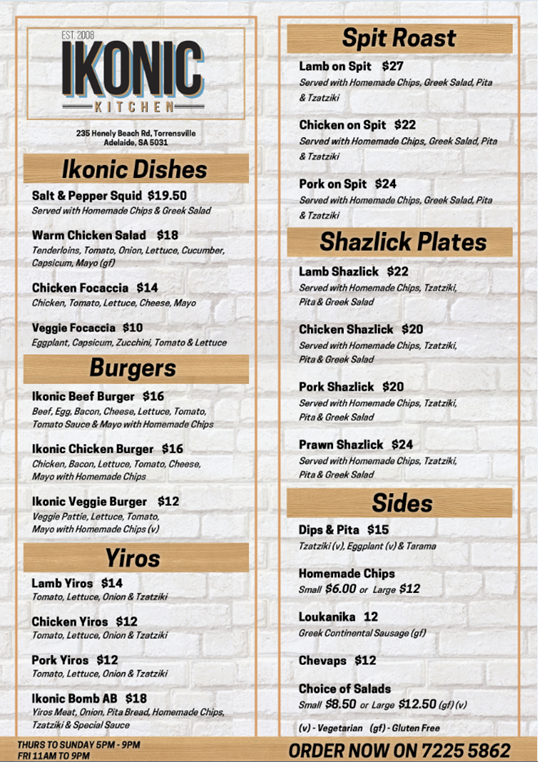 Menu, Ikonic Kitchen
