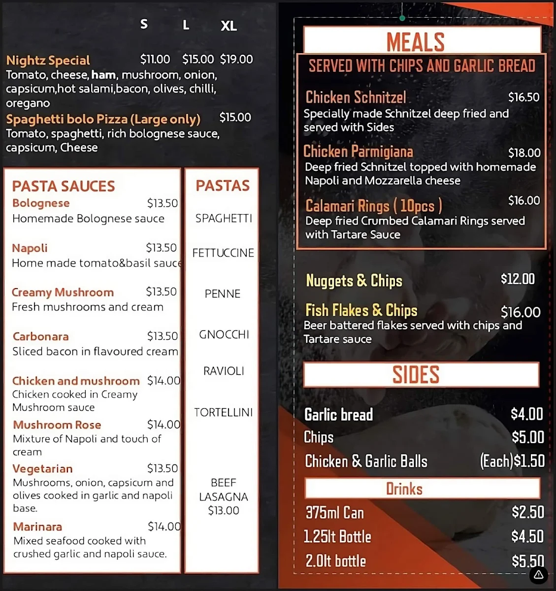 Menu, 🌟 Pizza Nightz Broadford