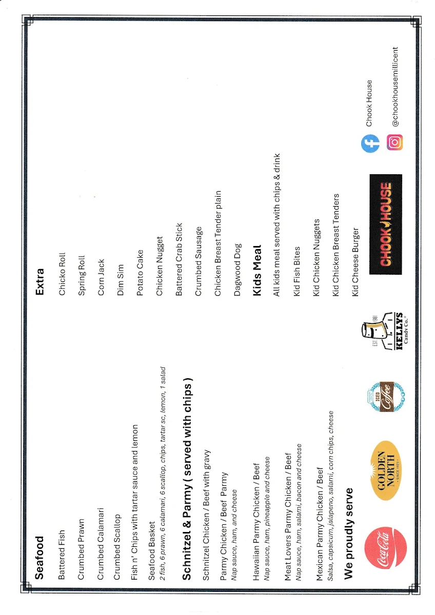 Menu, Chook House
