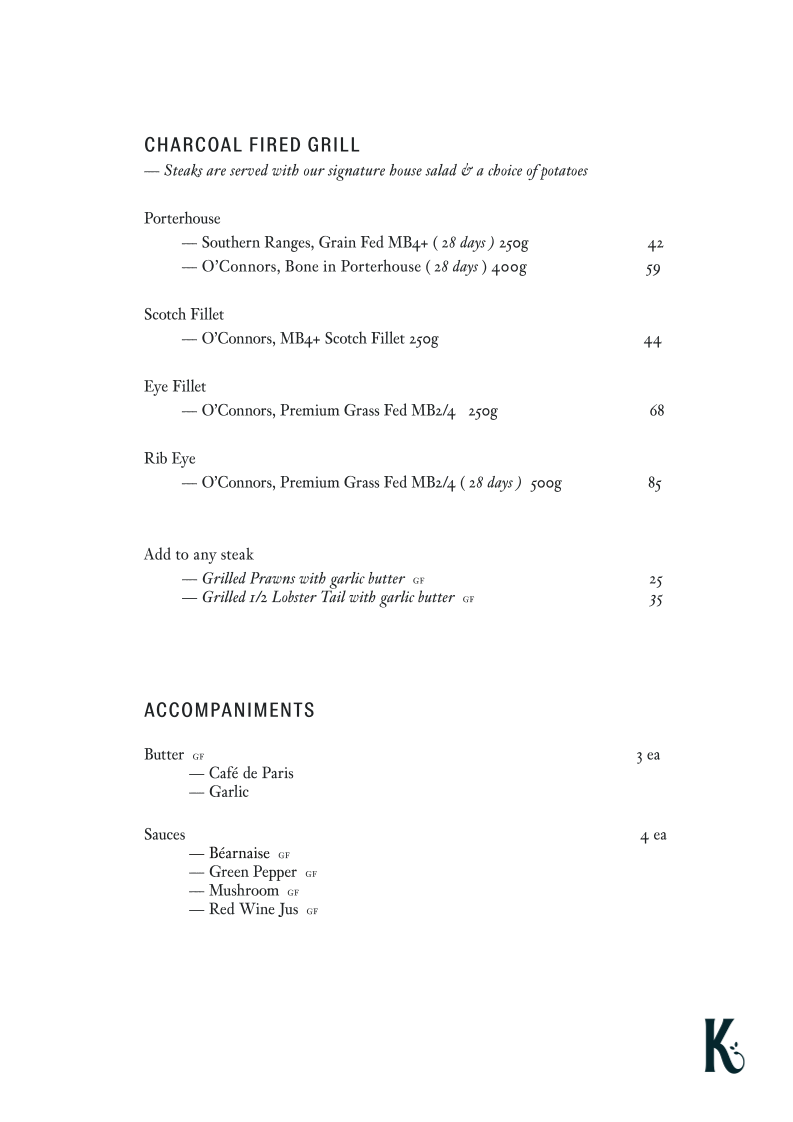 Menu, The Kingston