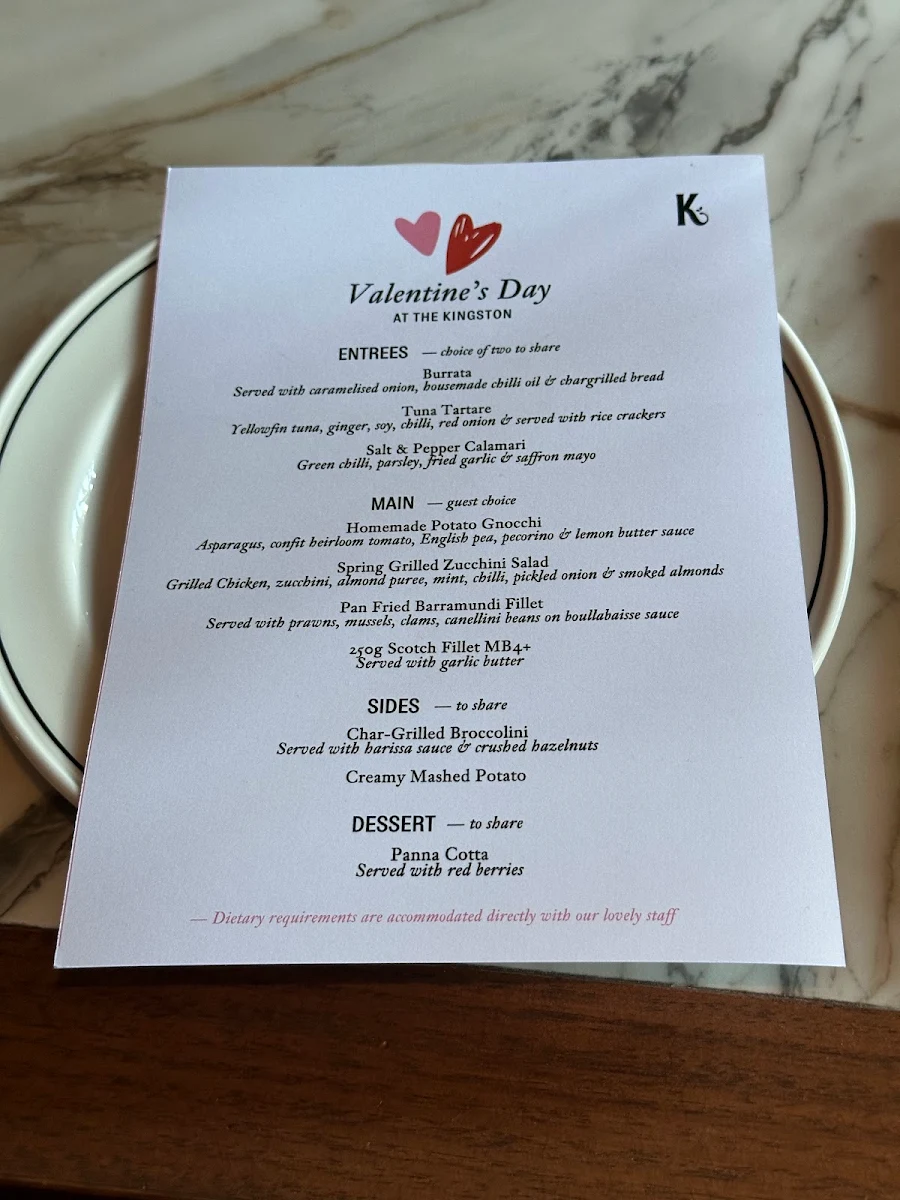 Menu, The Kingston
