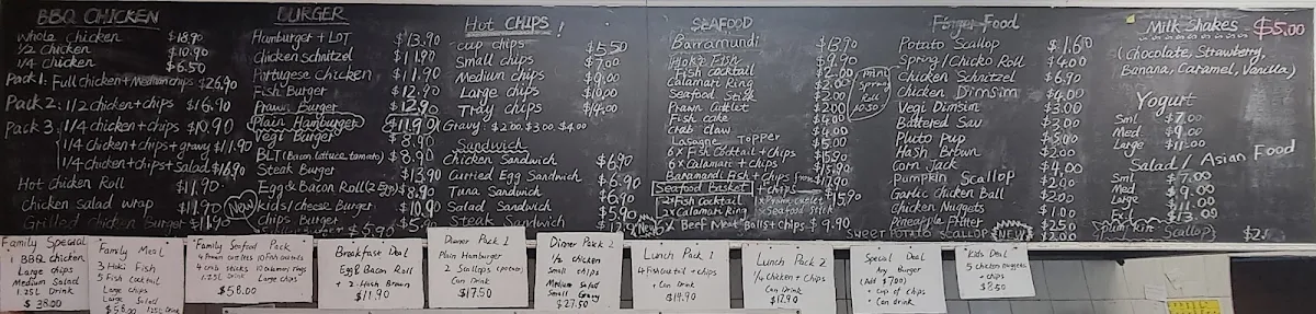 Menu, Towradgi Chicken Shop