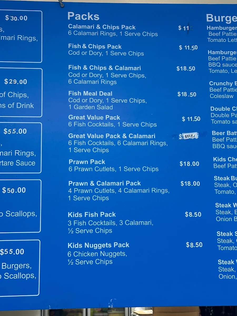 Menu, Mary's Seafood