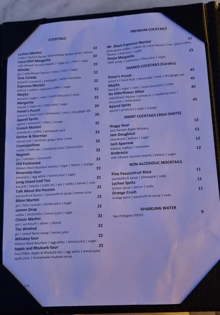 Menu, George Banks Rooftop Bar & Bistro
