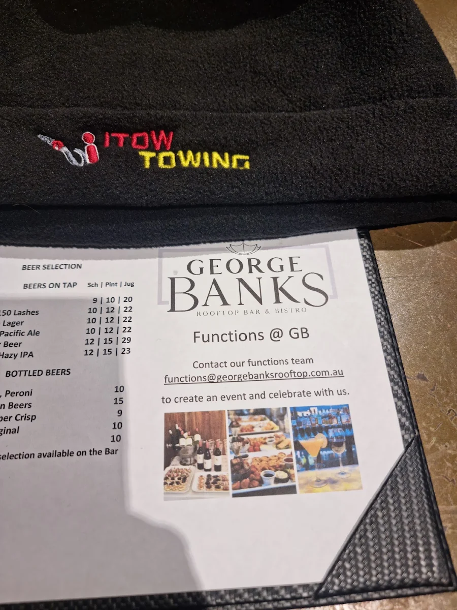 Menu, George Banks Rooftop Bar & Bistro